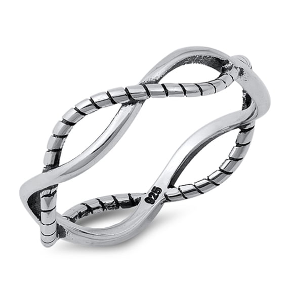 Sterling Silver Rope Wire Design Ring Size 8