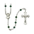 thumbnail image 1 of Sterling Silver Rosary 5mm May Green Swarovski Rundell-Shaped beads Crucifix sz 1 1/4 x 3/4. Madonna medal charm, 1 of 1