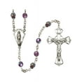 thumbnail image 1 of Sterling Silver Rosary 6mm Jet Swarovski Austrian Tin Cut Aurora Borealis beads Crucifix sz 1 3/4 x 1 1/8. Miraculous medal, 1 of 1