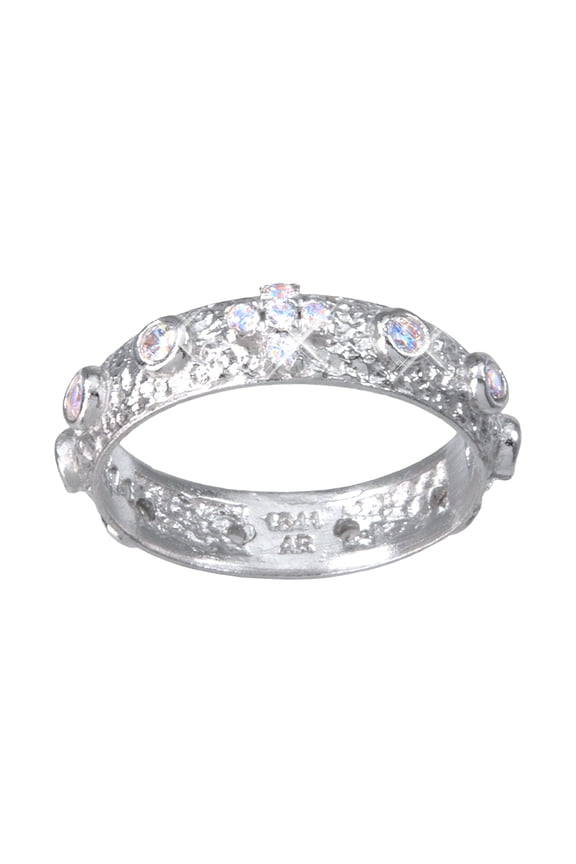 Sterling Silver Rosary Ring, Size 8