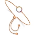 thumbnail image 1 of Sterling Silver Rose 14K Flash-Plated Colorful Cz Open Circle Bolo Bracelet Made In China qg5665rp, 1 of 5