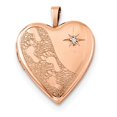 thumbnail image 1 of Sterling Silver Rose Gold-Flashed 20mm Sparkle-Cut Footprints Heart Locket, 1 of 2