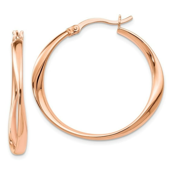 Sterling Silver Rose Gold-Flashed Polished Hoop Earrings - Measures 30.25x31.82mm Wide 1.5mm Thick