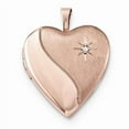 thumbnail image 1 of Sterling Silver Rose Gold Plated Heart Locket W/ Diamond - 3/4 Inch X 3/4 Inch - Rose Gold Plated, 1 of 1