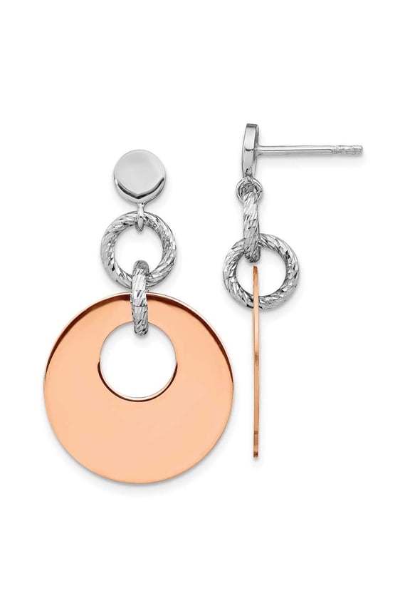 Sterling Silver Rose Gold-Plated Rhodium-Plated D/C Post Dangle Earring