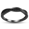 thumbnail image 1 of Queena Sterling Silver Black Wedding Band for Women Half Eternity Cz Anniversary Ring by Ginger Lyne Collection, 1 of 7