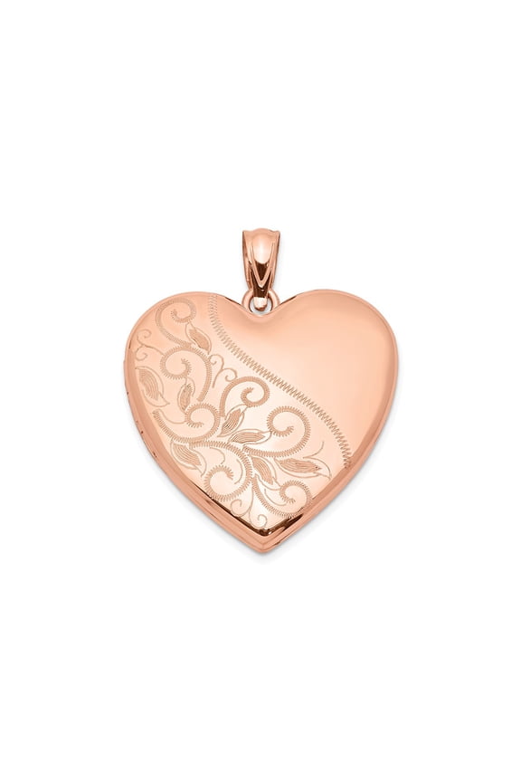 Sterling Silver Rose Gold-plated 24mm Scrolled Heart Family Locket
