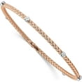 thumbnail image 1 of Sterling Silver Rose Gold-plated CZ Polished Textured Bangle, 1 of 5