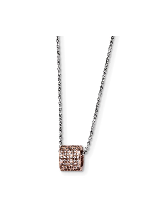 Sterling Silver Rose Gold-plated Cubic Zirconia Brilliant Embers Necklace