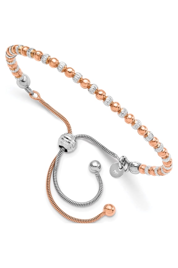 Sterling Silver Rose Gold-plated D/C Adjustable Bracelet