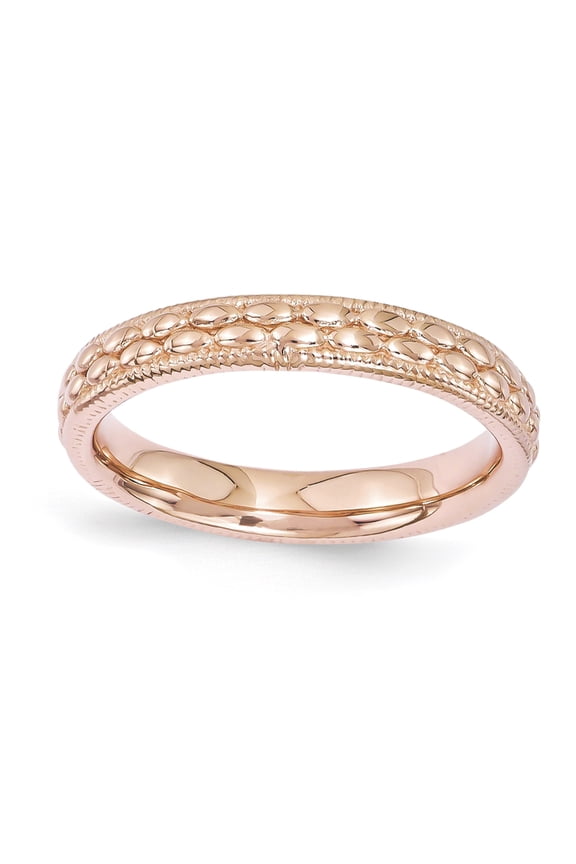 Sterling Silver Rose Gold-plated Patterned Ring