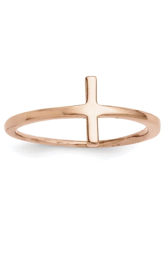 Sideways Crosses Sterling Silver Rose Gold-plated Sideways Cross Ring