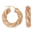 thumbnail image 1 of Sterling Silver Rose Plated Fancy 15mm Twisted Hoop Earrings - 6.2 Grams, 1 of 2