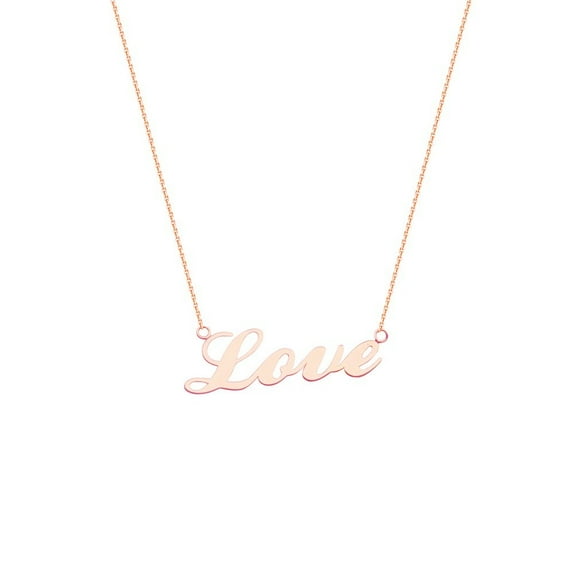 Sterling Silver Rose Plated Side-ways Adjustable Love Necklace - 1.9 Grams - 18 Inch
