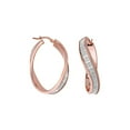 thumbnail image 1 of Sterling Silver Rose Plated Sparkle Baguette Glitter Wave Hoop Earrings - 5.8 Grams, 1 of 2