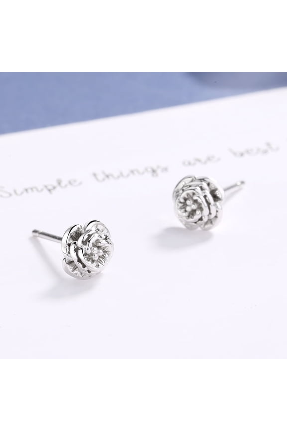 Sterling Silver Rose Stud Earrings
