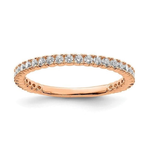 Sterling Silver Rose-Tone 30 Stone CZ Ring, Polished - Size 7