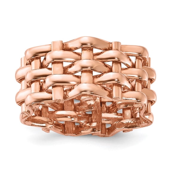 Finest Gold Sterling Silver Rose-Tone 5 Row Woven Panther Ring - Size 7