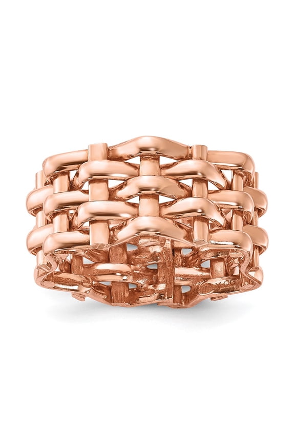 Finest Gold Sterling Silver Rose-Tone 5 Row Woven Panther Ring - Size 6