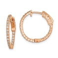 thumbnail image 1 of Sterling Silver Rose-Tone Cubic Zirconia In & Out Round Hoop Earrings, 1 of 1