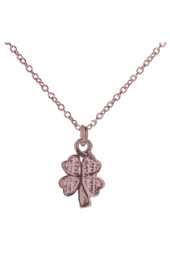 Sterling Silver Rose Tone Four Leaf Clover Charm