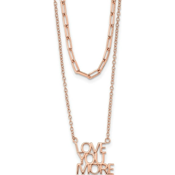 Sterling Silver Rose-Tone Love You More Two Strand 16 Inch Necklace (16 X 12.8) Made In China qg6017-16