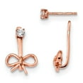 thumbnail image 1 of Sterling Silver Rose-tone CZ Polished Bow Front & Back Post Earrings, 1 of 1