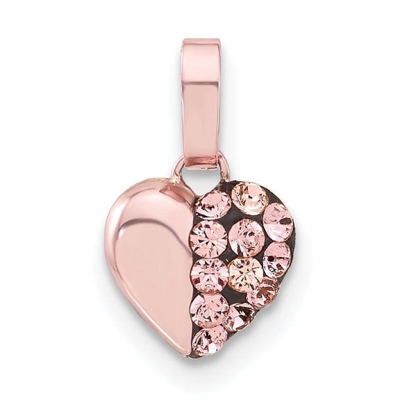 Sterling Silver Pink Ceramic Rose Swarovski Elements Heart pendant, Dazzling Pendants for Necklace