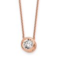 thumbnail image 1 of Sterling Silver Rose-tone Polished 8mm White CZ 18 inch Necklace, 1 of 5