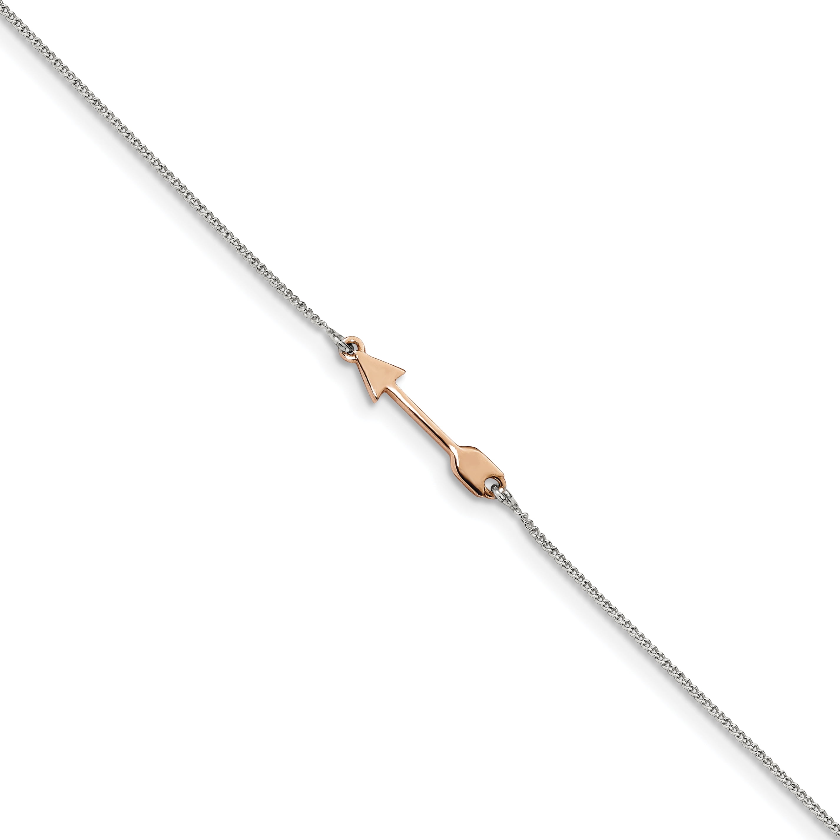 Sterling Silver Rose-tone Polished Arrow 9in Plus 1in Ext Anklet QQG4189-9