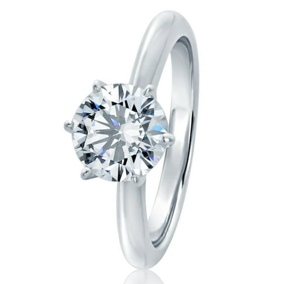 Sterling Silver Round 1.5ct CZ 6 prong Classic Solitaire Wedding Engagement Ring 7.5MM (Size 5 to 10), 9
