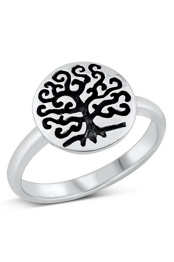 Sterling Silver Round Ancient Tree of Life Ring Size 6