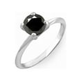 thumbnail image 1 of Sterling Silver Round Black Diamond Ladies Bridal Engagement Solitaire Ring, 1 of 1
