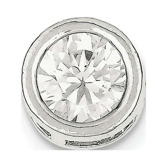 Sterling Silver Round CZ Chain Slide Solid Casted Open Beautiful Gorgeous Heirloom Made for expressing your unique story
