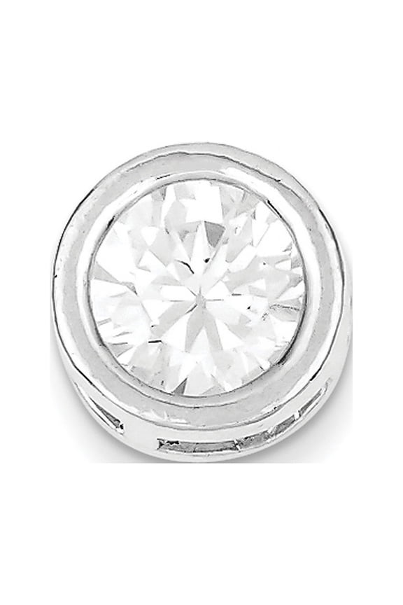 Sterling Silver Round CZ Chain Slide QS18