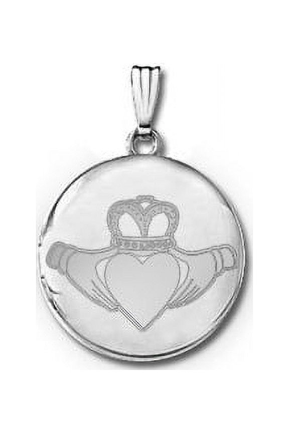 Sterling Silver Round "Claddagh" Locket - 1 in X 1 in