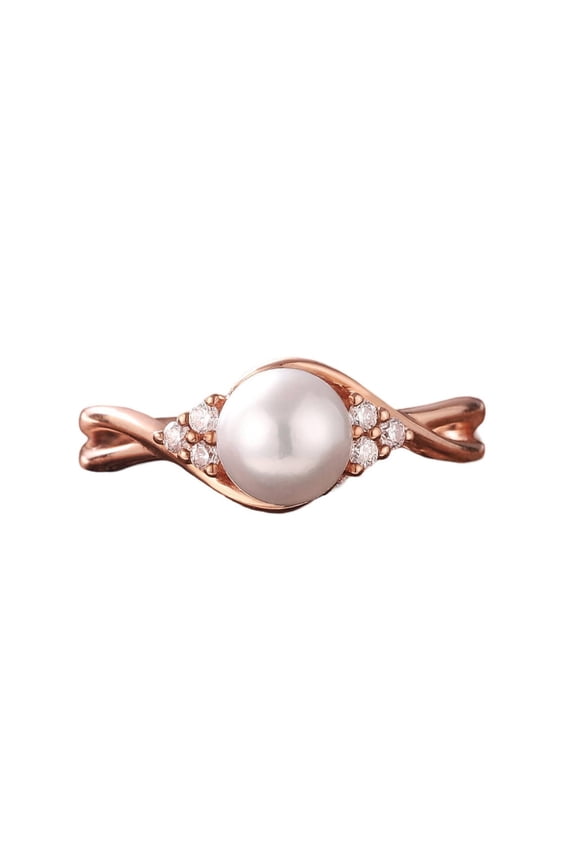 Sterling Silver Round Cut Pearl Gemstone Ring For Women