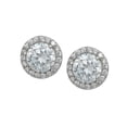 thumbnail image 1 of Sterling Silver Round Daisy Flower Clear Cubic Zirconia Stud Post Earrings, 1 of 3