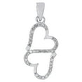 thumbnail image 1 of Sterling Silver Round Diamond Double Heart Love Pendant 0.90" Fancy Charm 1/8 CT, 1 of 6