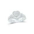 thumbnail image 1 of Sterling Silver Round Diamond Heart Bridal Wedding Ring Band Set 1/3 Cttw, 1 of 1