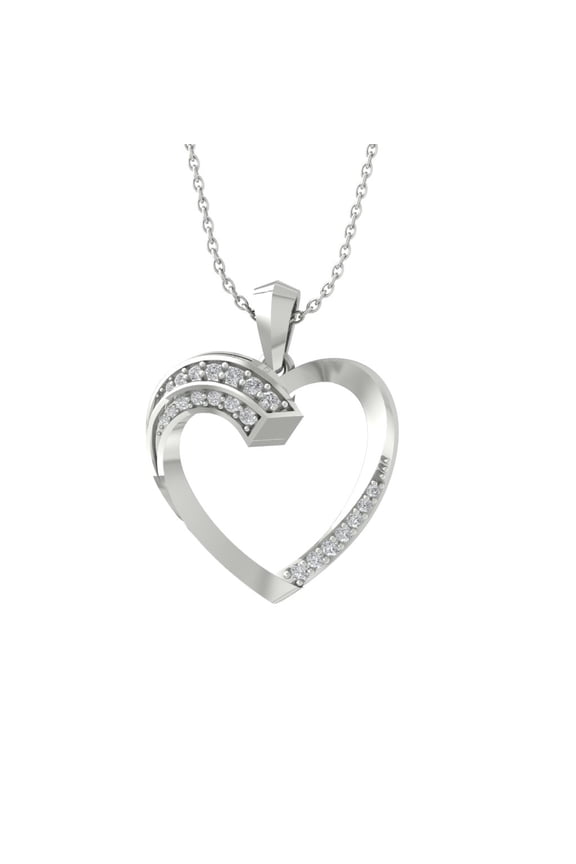 Sterling Silver Round Diamond Heart Pendant with Sterling Silver Chain Necklace (1/4 cttw, I-J Color, I2-I3 Clarity), 18"