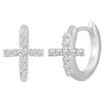 thumbnail image 1 of Sterling Silver Round Diamond Hoop Earrings (1/5 cttw, I-J Color, I2-I3 Clarity), 1 of 1