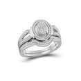 thumbnail image 1 of Sterling Silver Round Diamond Oval Cluster Bridal Wedding Ring Band Set 1/3 Cttw, 1 of 1