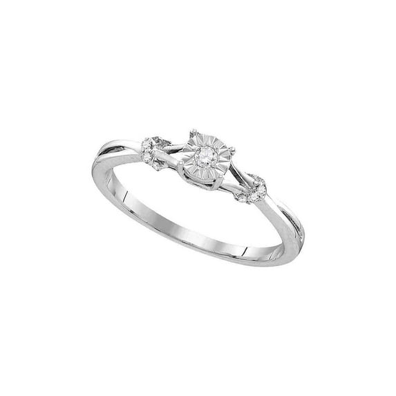 Sterling Silver Round Diamond Solitaire Bridal Wedding Engagement Ring 1/10 Cttw
