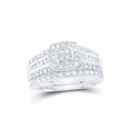 thumbnail image 1 of Sterling Silver Round Diamond Square Bridal Wedding Ring Band Set 1/2 Cttw, 1 of 1