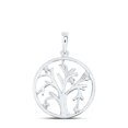 thumbnail image 1 of Sterling Silver Round Diamond Tree Circle Pendant - 0.05 CTTW, 1 of 1