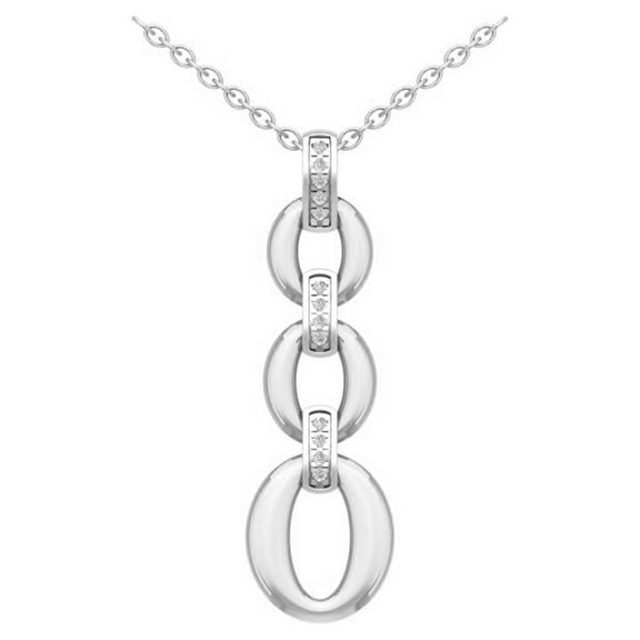 Araiya Fine Jewelry Sterling Silver Round Diamond link Pendant Necklace (1/10 cttw, I-J Color, I2-I3 Clarity), 18"