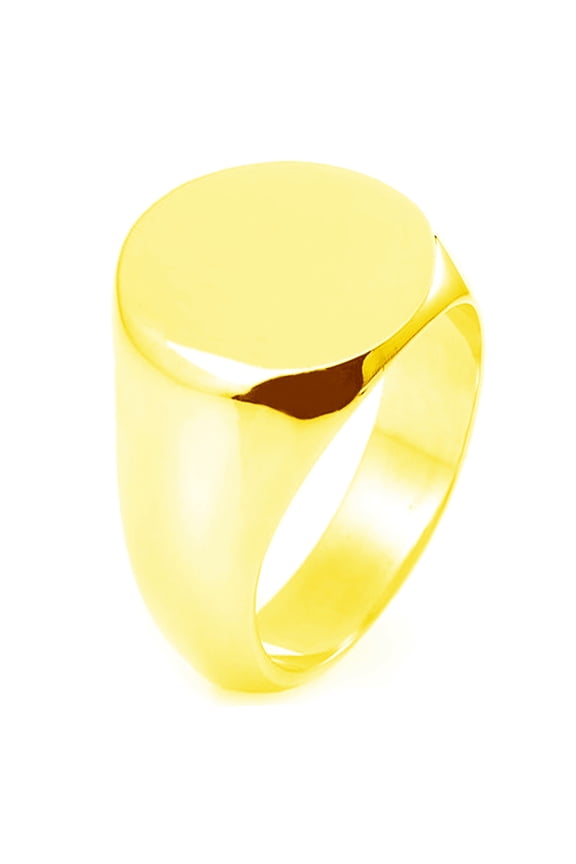Sterling Silver Round Flat Top Polished Classic Plain Signet Ring