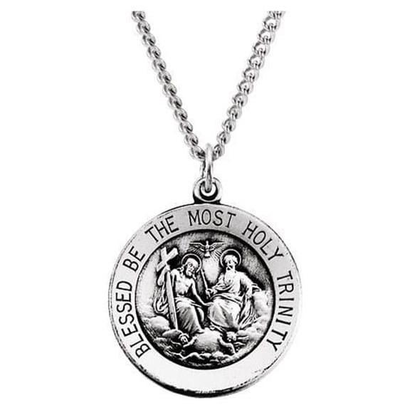 Sterling Silver Round Holy Trinity Pendant Medal 18.5 - 2.4 Grams