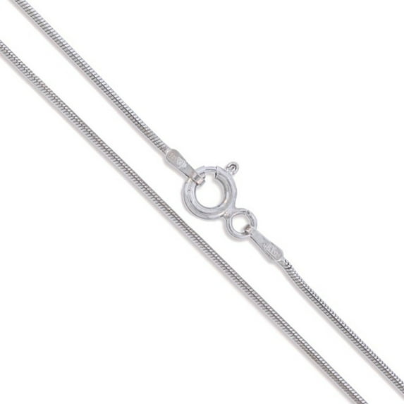 Sterling Silver Round Magic Snake Chain 0.9mm Rhodium Plated Necklace 925 16" Jewelry Female Unisex